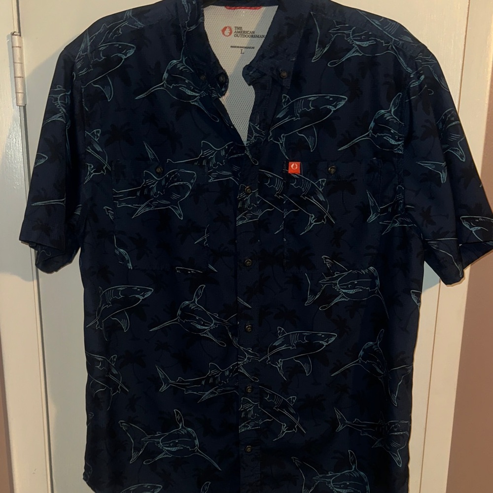 Men's Dark Blue Shark Pattern Shirt